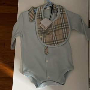 Burberry onsie with matching bib